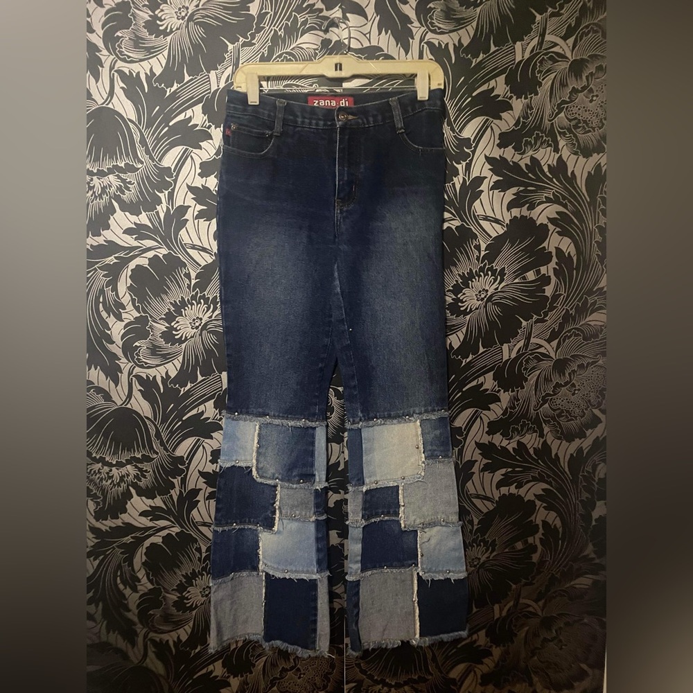 Iconic 90s Zana Di patchwork high waist bellbottoms jeans